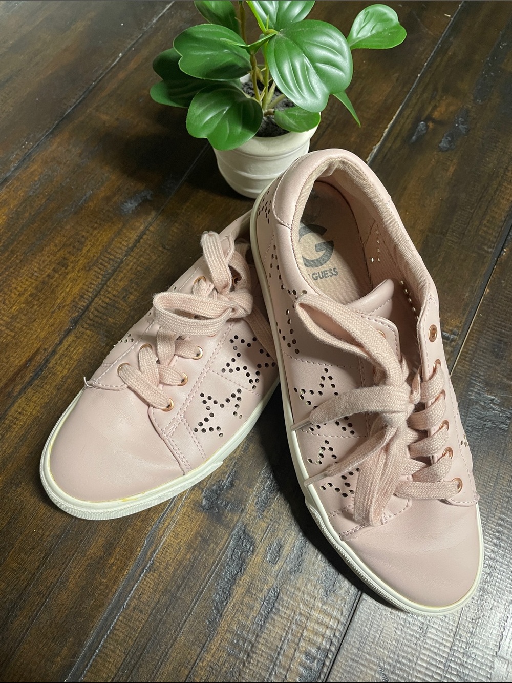 GUESS Pink Perforated Lace-Up Women's Sneakers